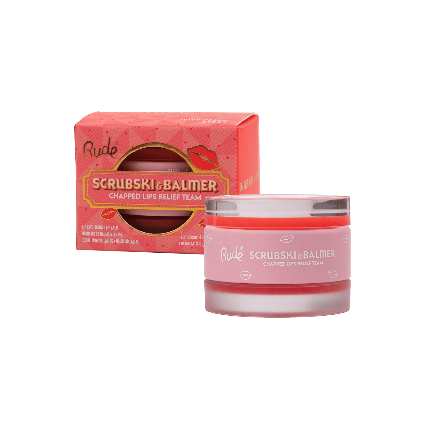 Esfoliante labial e bálsamo labial Scrubski &amp; Balmer Juicy Peach